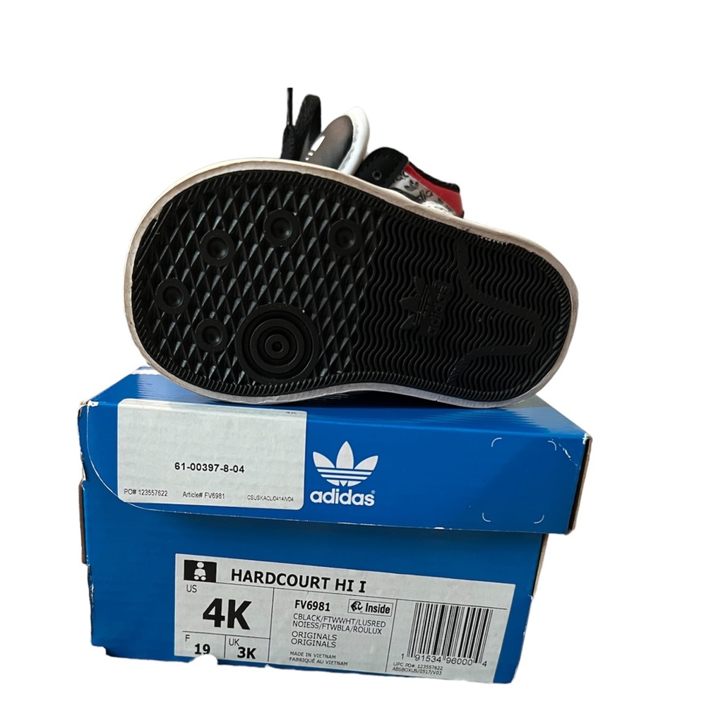 Adidas Hardcourt Hi Black and Red Baby / Toddler Size 4k Sneakers - Picture 4 of 6